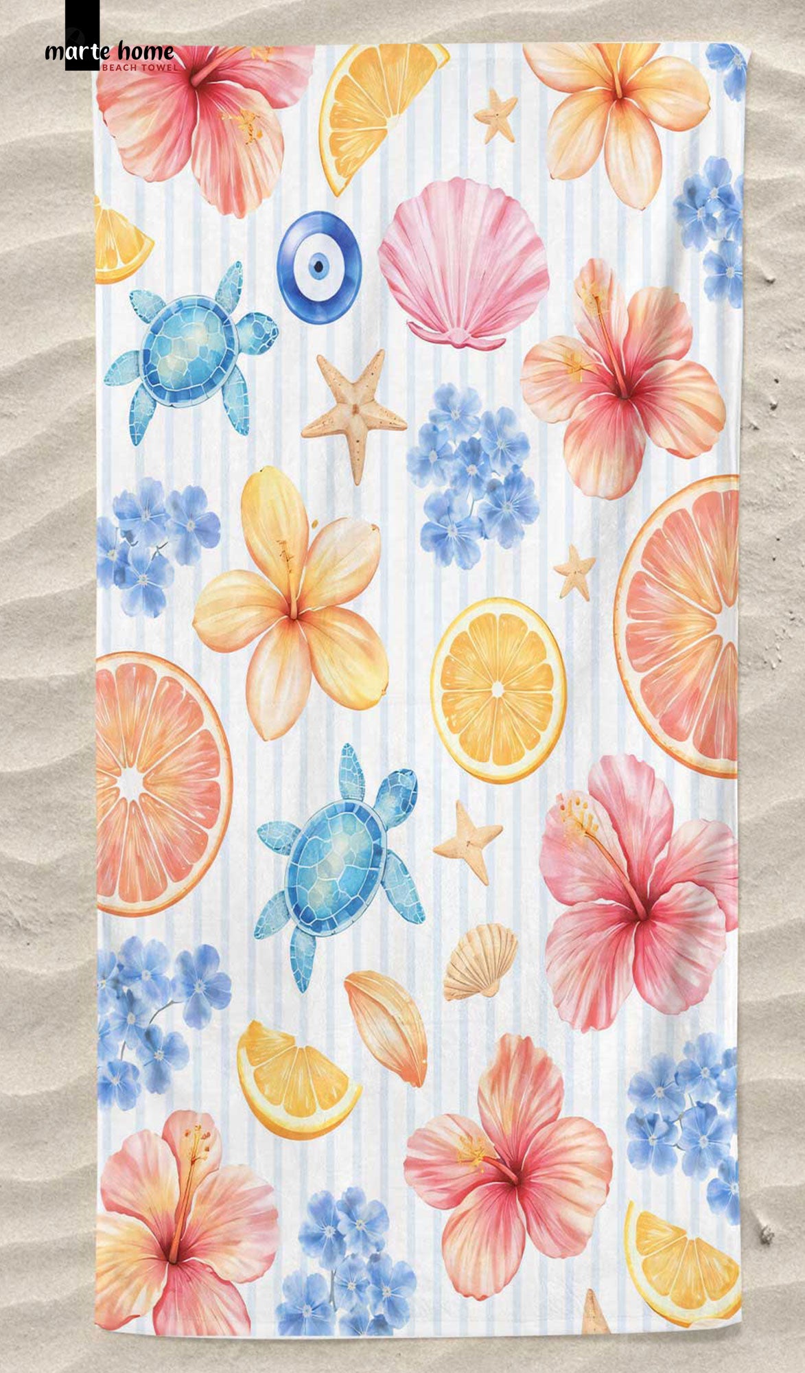 RENKLİ BASKILI PLAJ HAVLUSU 75X150 CM