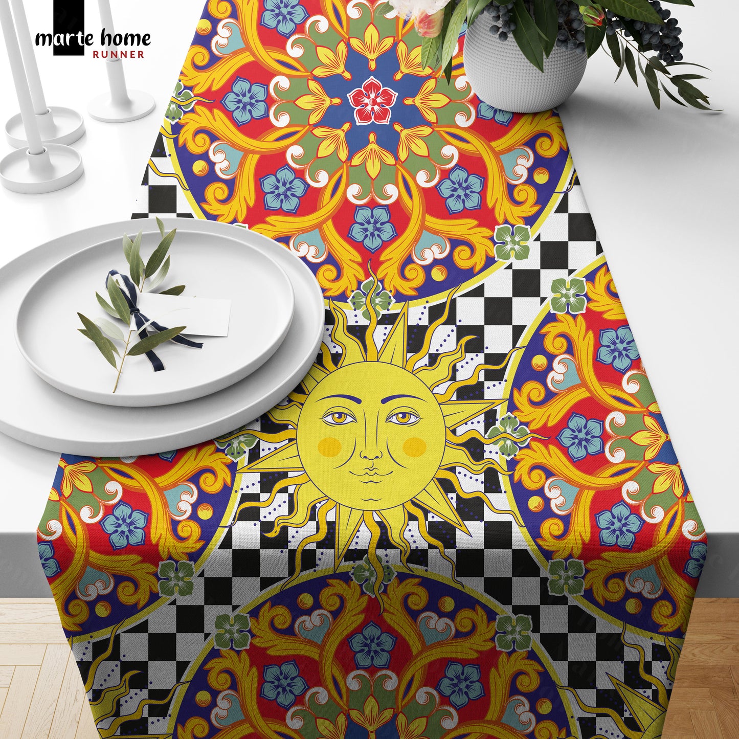 RENKLİ DESENLİ DİJİTAL BASKILI RUNNER 50x150 CM