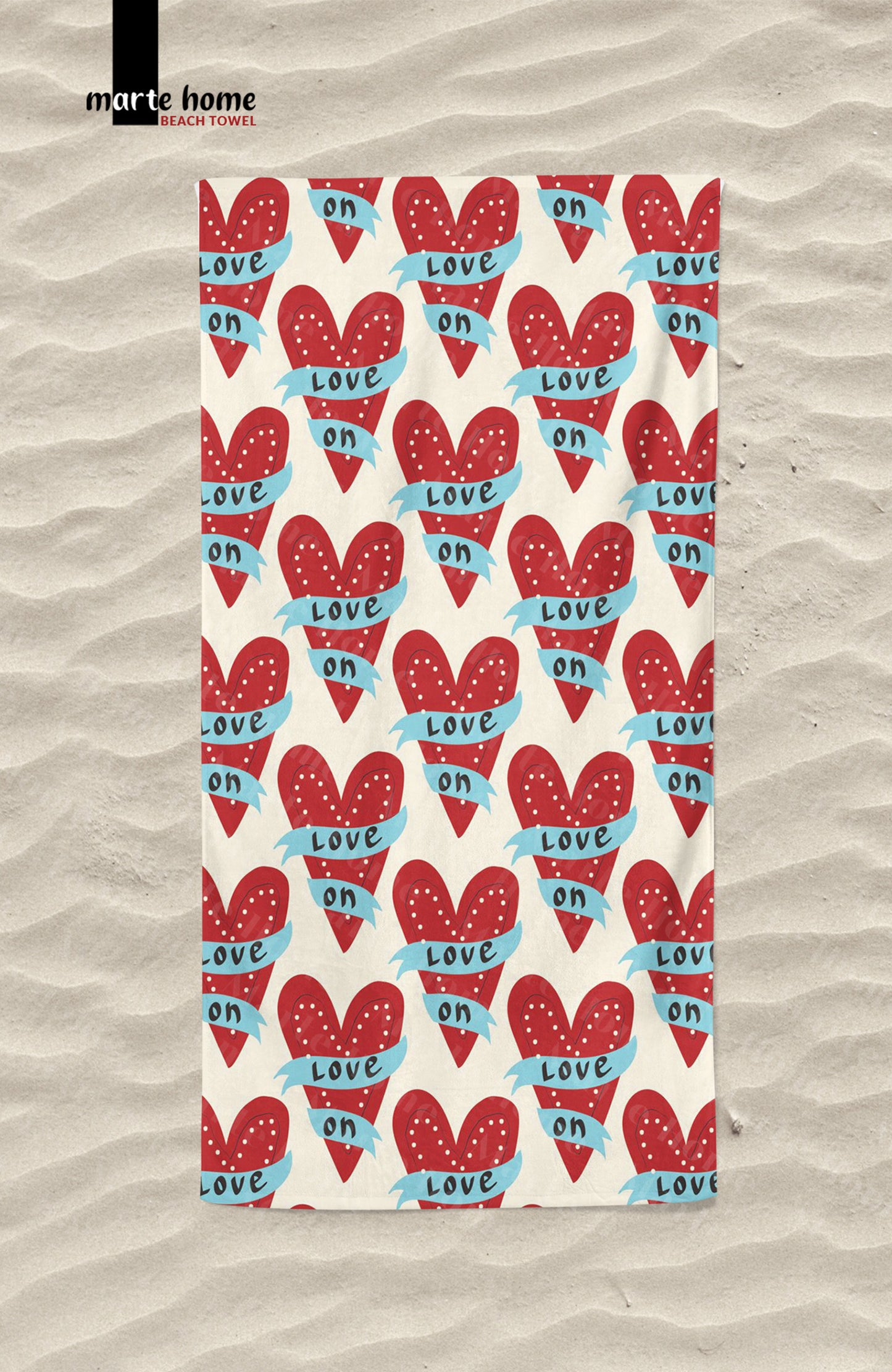 LOVE KALP DİJİTAL BASKILI RENKLİ 75x150 PLAJ HAVLUSU