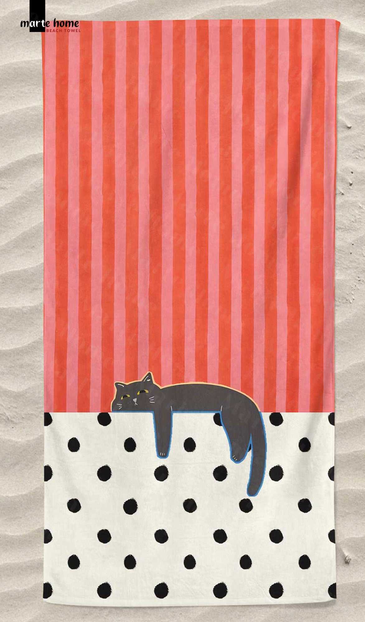 CAT - RENKLİ BASKILI PLAJ HAVLUSU 75X150 CM