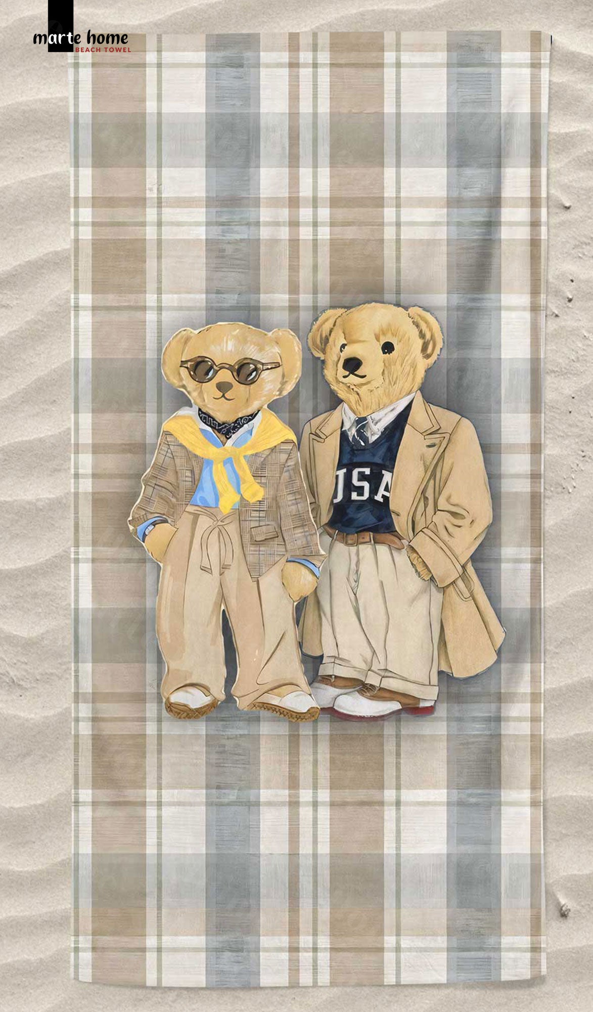 TEDDY BEAR RENKLİ BASKILI PLAJ HAVLUSU 75X150 CM