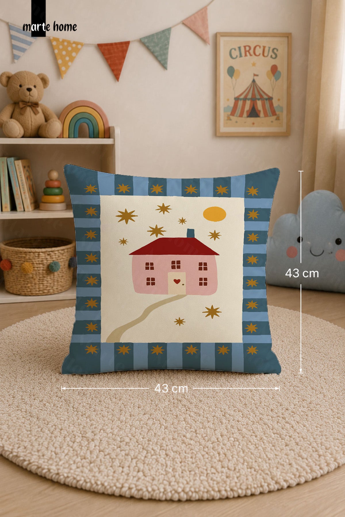 RENKLİ DİJİTAL BASKILI ÇOCUK KIRLENT KILIFI - 43x43 CM
