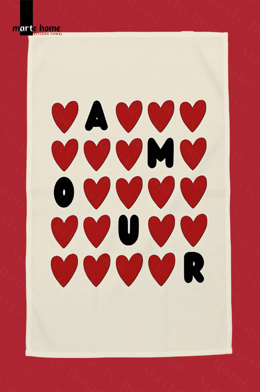 AMOUR - RENKLİ BASKILI 40x60 MUTFAK HAVLUSU, KURULAMA BEZİ