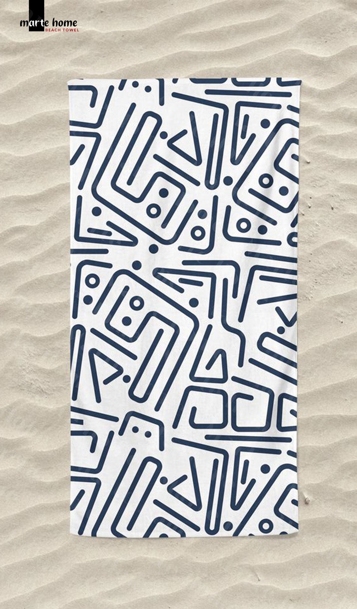 BLACK DOODLE - DESENLİ DİJİTAL BASKILI RENKLİ PLAJ HAVLUSU