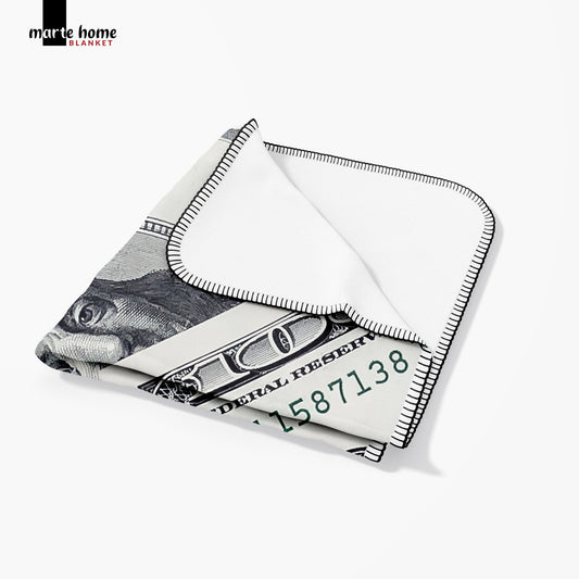 Dolar Desenli Tek Taraflı 100x170 Cm Polar Tv Battaniyesi