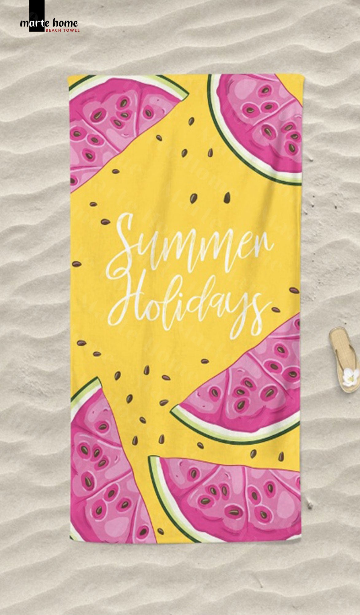 SUMMER HOLIDAYS - DESENLİ DİJİTAL BASKILI RENKLİ PLAJ HAVLUSU