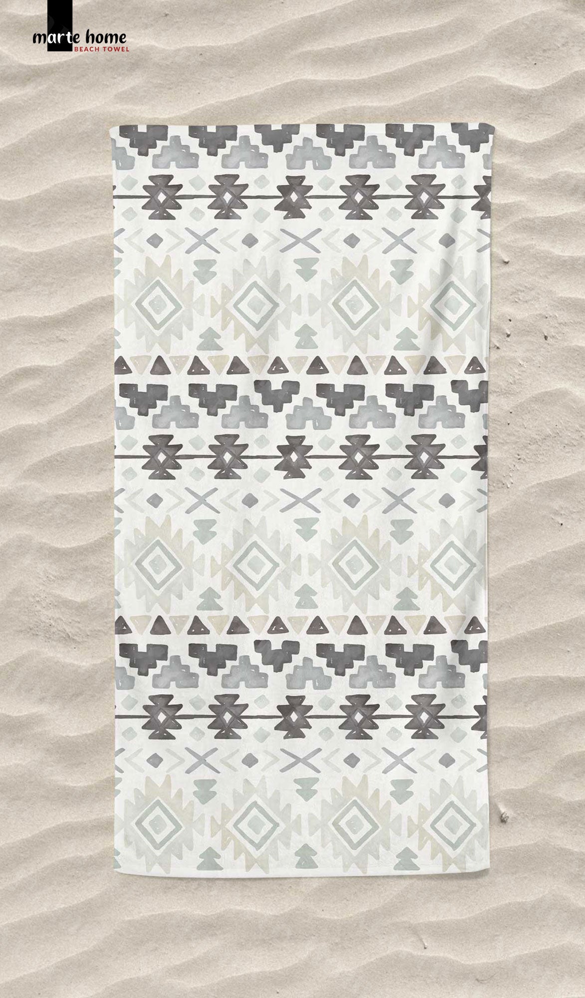 BOHEME DESENLİ DİJİTAL BASKILI RENKLİ PLAJ HAVLUSU