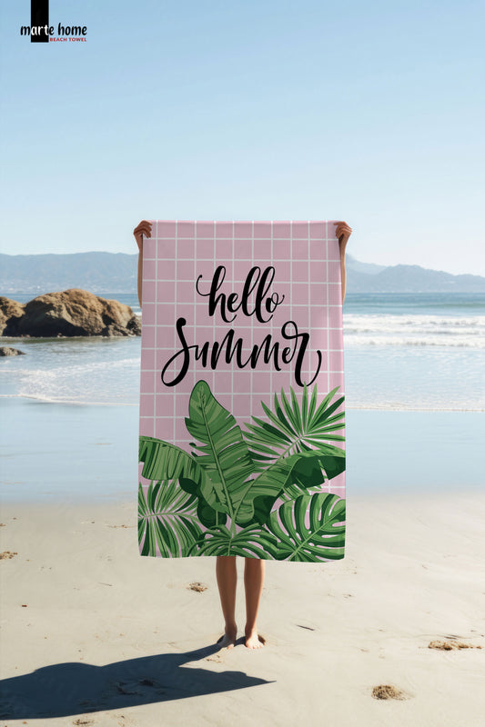 SUMMER - DESENLİ DİJİTAL BASKILI RENKLİ PLAJ HAVLUSU