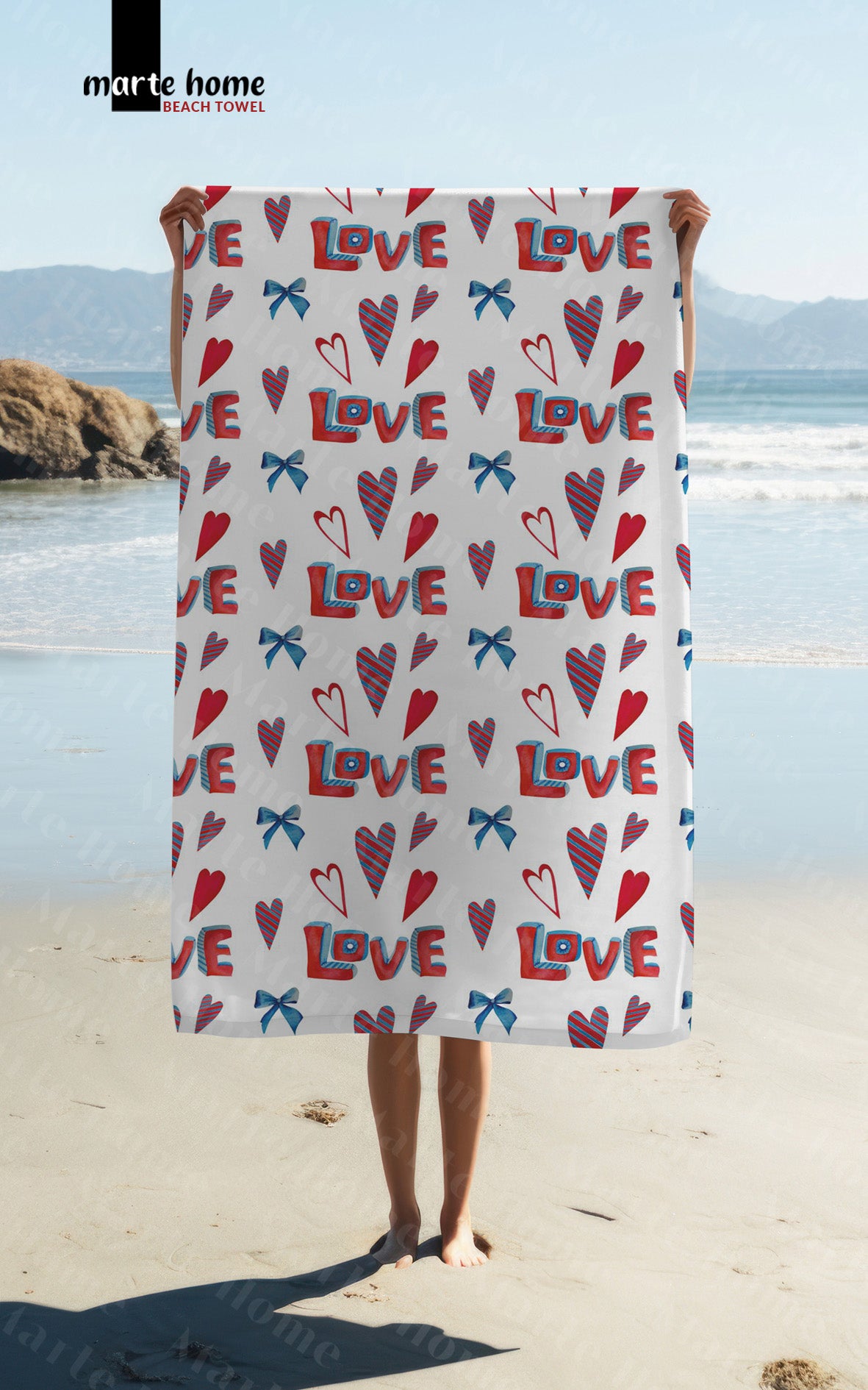 LOVE DİJİTAL BASKILI RENKLİ 75x150 PLAJ HAVLUSU