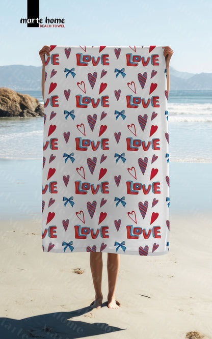 LOVE DİJİTAL BASKILI RENKLİ 75x150 PLAJ HAVLUSU