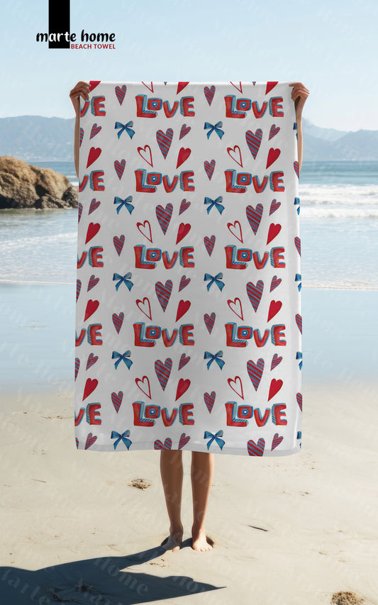 LOVE DİJİTAL BASKILI RENKLİ 75x150 PLAJ HAVLUSU