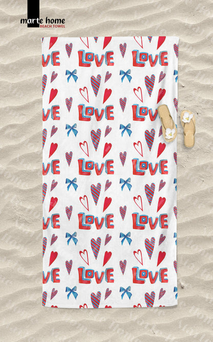 LOVE DİJİTAL BASKILI RENKLİ 75x150 PLAJ HAVLUSU