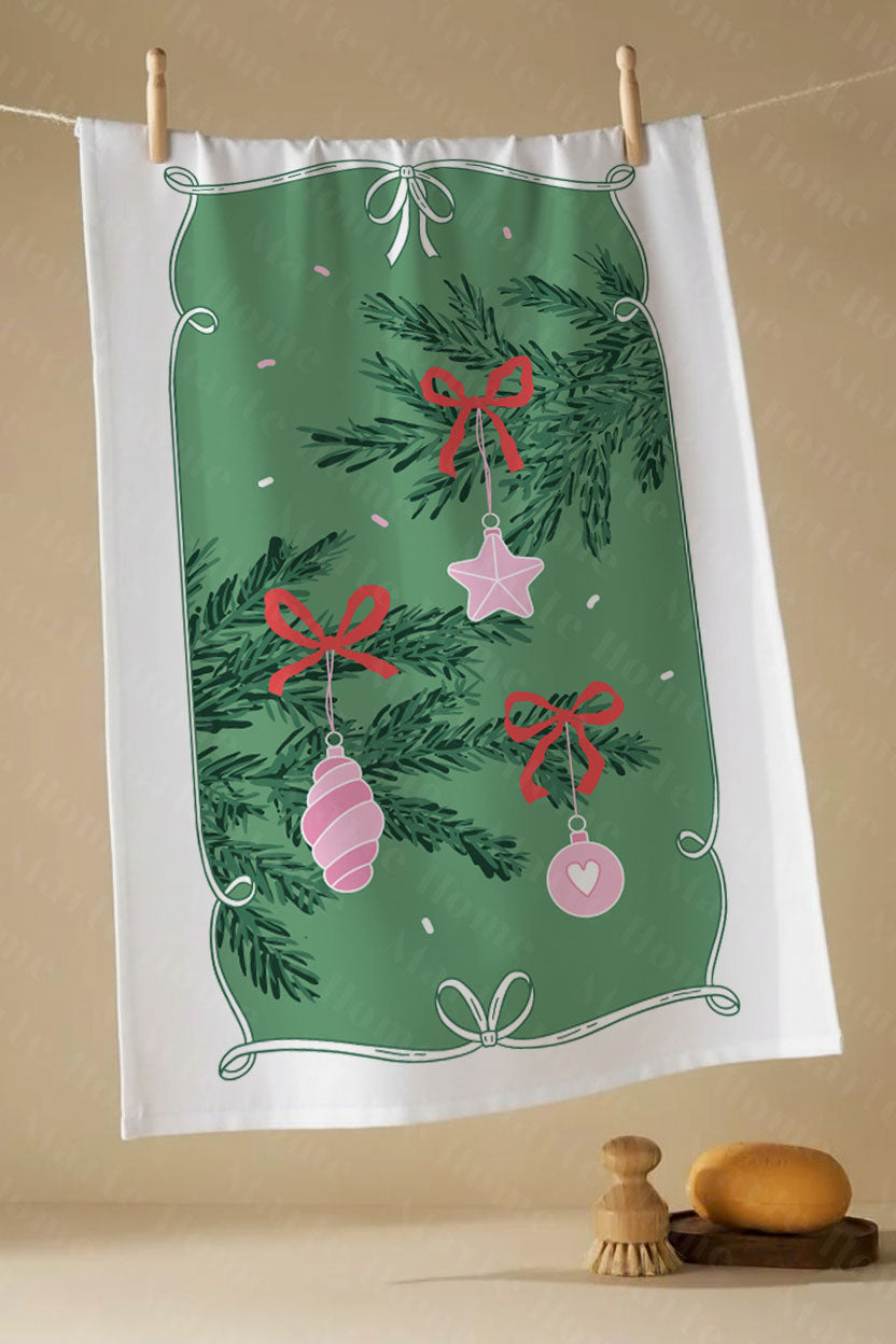 Yılbaşı &amp; Christmas Desenli Tek Taraf Baskılı 3'lü Mutfak Havlusu Kurulama Bezi Seti 60x40 Cm