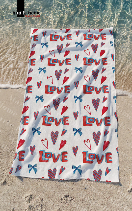 LOVE DİJİTAL BASKILI RENKLİ 75x150 PLAJ HAVLUSU