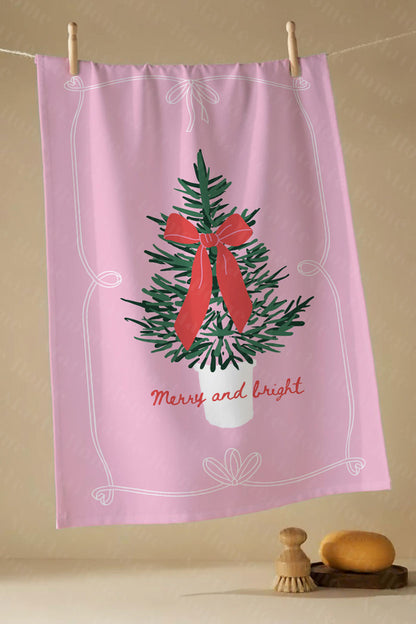 Yılbaşı &amp; Christmas Desenli Tek Taraf Baskılı 3'lü Mutfak Havlusu Kurulama Bezi Seti 60x40 Cm