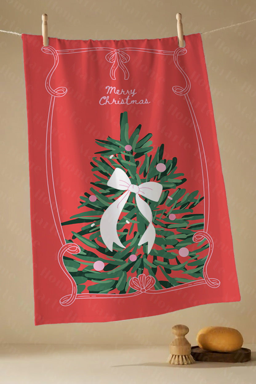Yılbaşı &amp; Christmas Desenli Tek Taraf Baskılı 3'lü Mutfak Havlusu Kurulama Bezi Seti 60x40 Cm