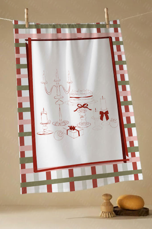 Yılbaşı & Christmas Desenli Tek Taraf Baskılı 4'lü Mutfak Havlusu Kurulama Bezi Seti 60x40 Cm