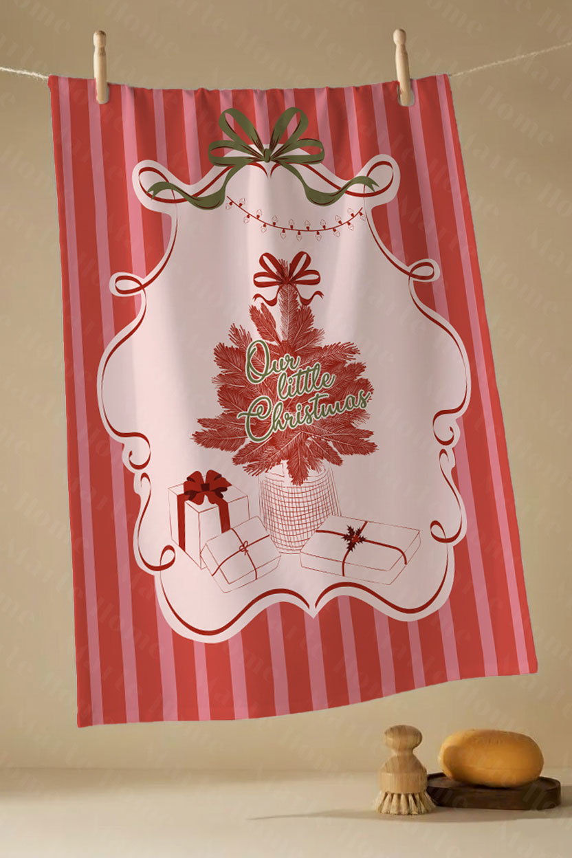 Yılbaşı & Christmas Desenli Tek Taraf Baskılı 4'lü Mutfak Havlusu Kurulama Bezi Seti 60x40 Cm
