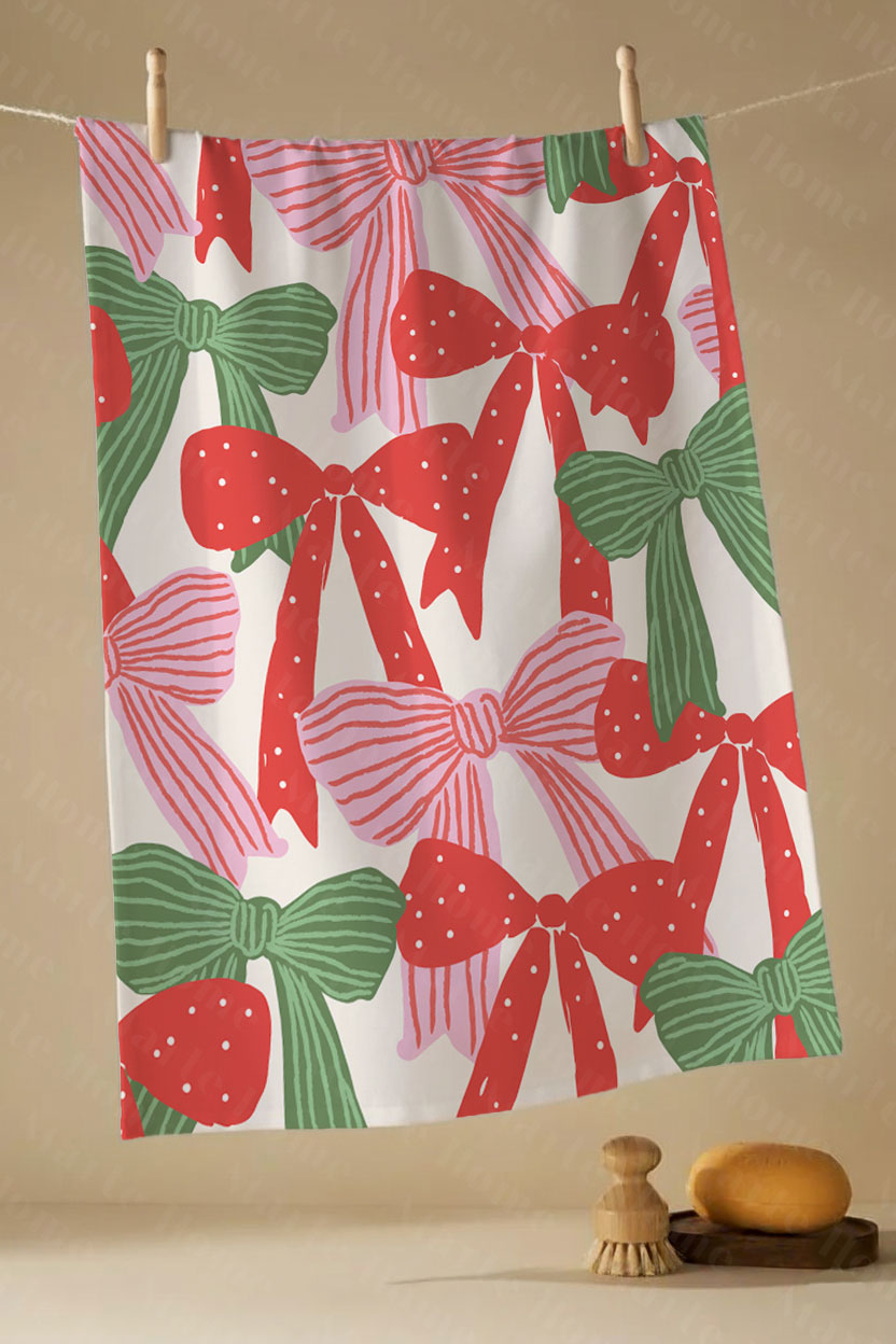 Yılbaşı & Christmas Desenli Tek Taraf Baskılı 3'lü Mutfak Havlusu Kurulama Bezi Seti 60x40 Cm