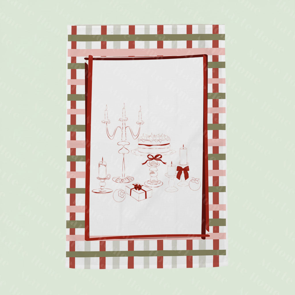Yılbaşı & Christmas Desenli Tek Taraf Baskılı 4'lü Mutfak Havlusu Kurulama Bezi Seti 60x40 Cm