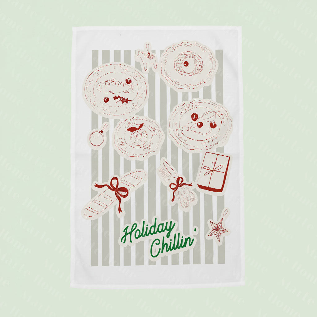 Yılbaşı & Christmas Desenli Tek Taraf Baskılı 4'lü Mutfak Havlusu Kurulama Bezi Seti 60x40 Cm