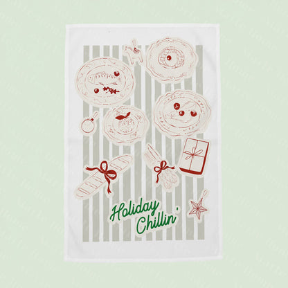Yılbaşı & Christmas Desenli Tek Taraf Baskılı 4'lü Mutfak Havlusu Kurulama Bezi Seti 60x40 Cm