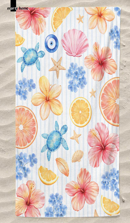 RENKLİ BASKILI PLAJ HAVLUSU 75X150 CM