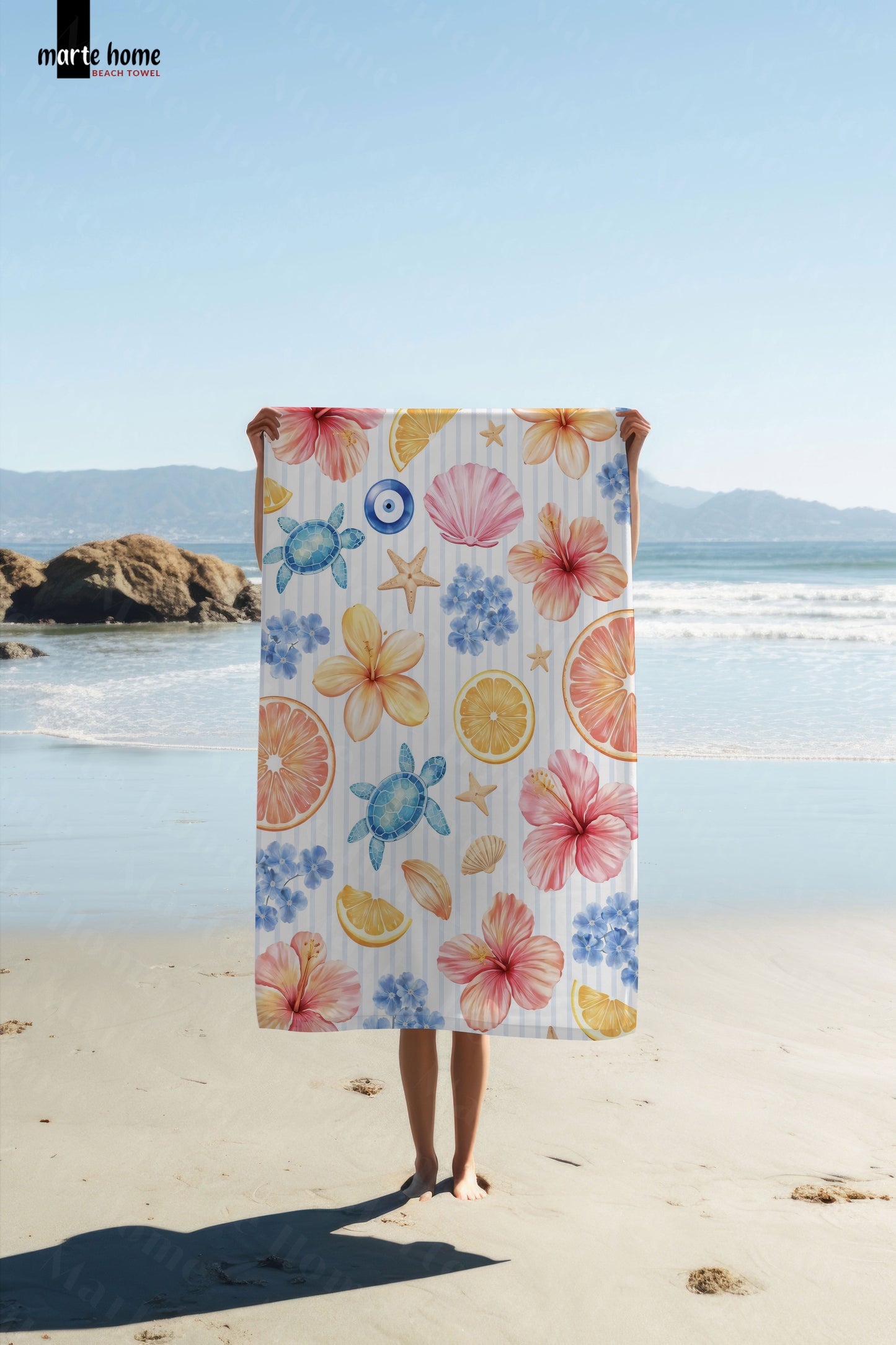 RENKLİ BASKILI PLAJ HAVLUSU 75X150 CM