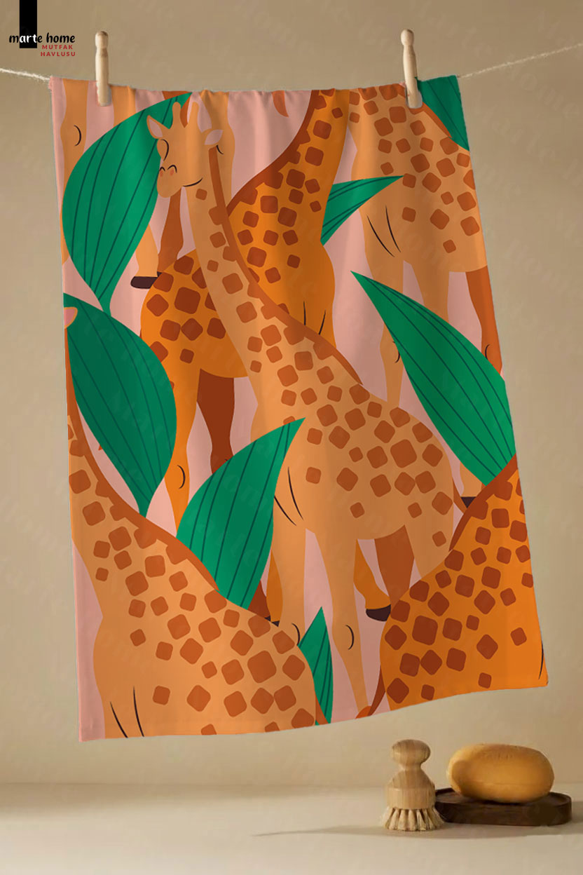 SAFARİ - RENKLİ BASKILI 3'LÜ SET 40x60 MUTFAK HAVLUSU, KURULAMA BEZİ
