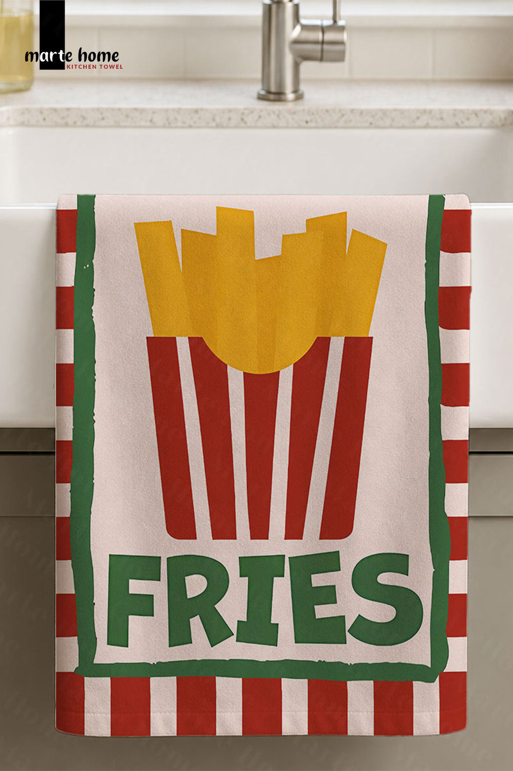 FRIES - RENKLİ BASKILI 40x60 MUTFAK HAVLUSU, KURULAMA BEZİ