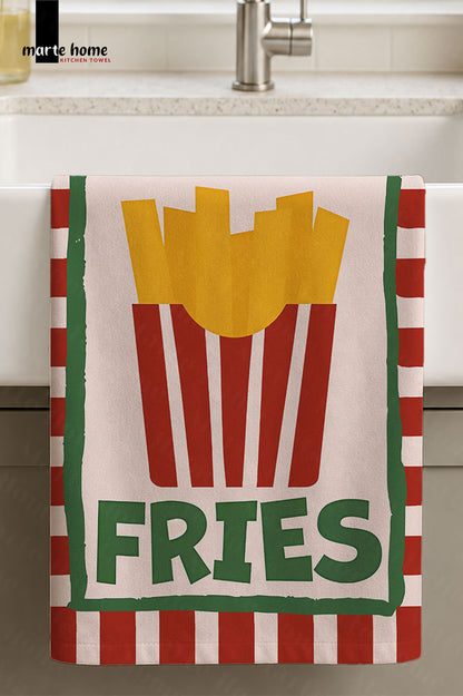 FRIES - RENKLİ BASKILI 40x60 MUTFAK HAVLUSU, KURULAMA BEZİ