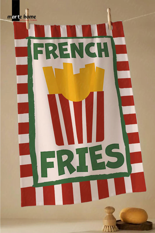 FRIES - RENKLİ BASKILI 40x60 MUTFAK HAVLUSU, KURULAMA BEZİ