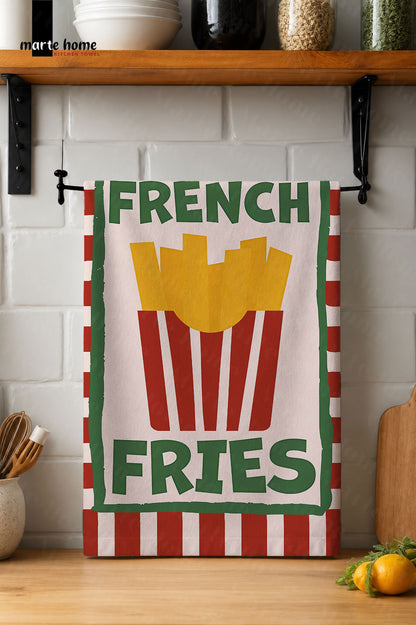 FRIES - RENKLİ BASKILI 40x60 MUTFAK HAVLUSU, KURULAMA BEZİ