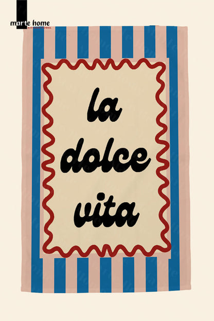 LA DOLCE VITA - RENKLİ BASKILI 40x60 MUTFAK HAVLUSU, KURULAMA BEZİ