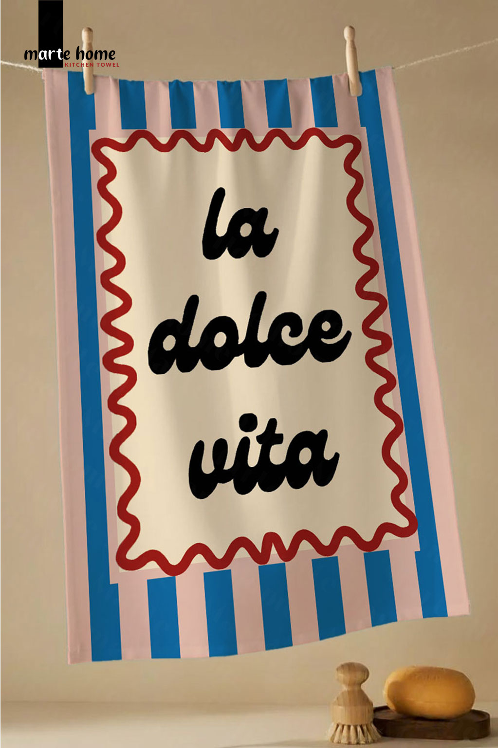 LA DOLCE VITA - RENKLİ BASKILI 40x60 MUTFAK HAVLUSU, KURULAMA BEZİ