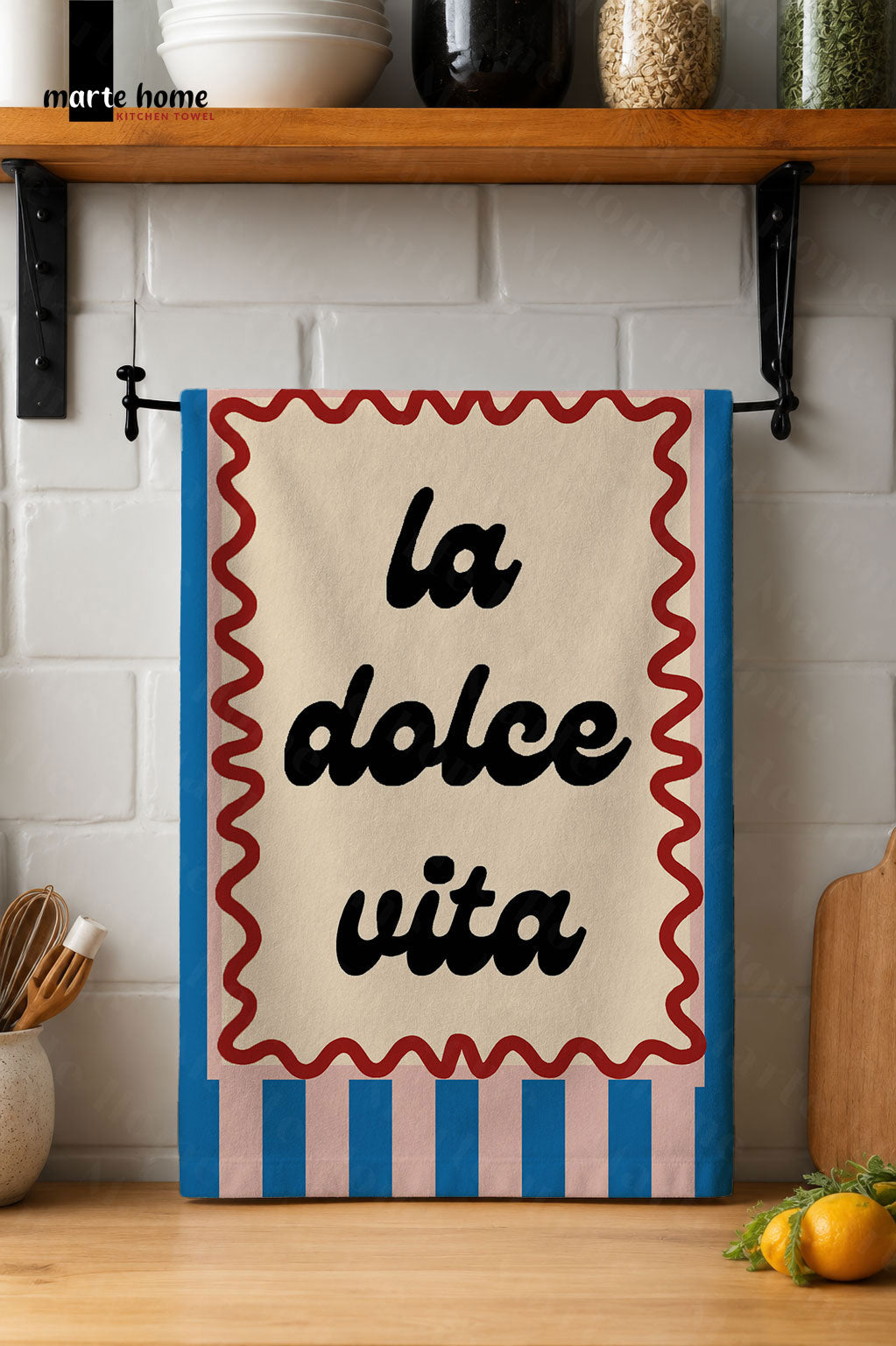 LA DOLCE VITA - RENKLİ BASKILI 40x60 MUTFAK HAVLUSU, KURULAMA BEZİ