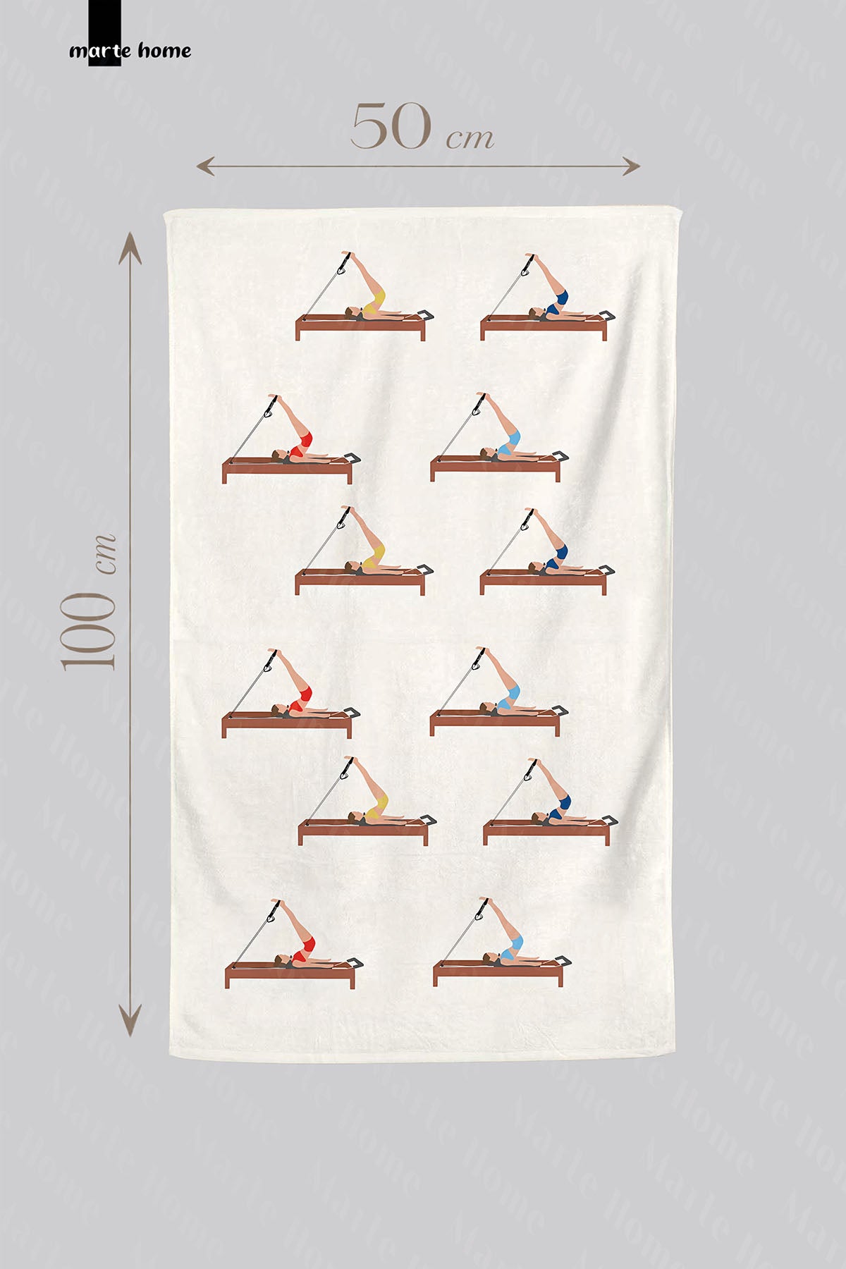 RENKLİ BASKILI 50X100 CM SPORCU HAVLUSU , PİLATES ANTREMAN HAVLUSU