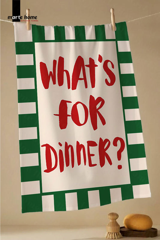 WHAT'S FOR DINNER - RENKLİ BASKILI 40x60 MUTFAK HAVLUSU, KURULAMA BEZİ