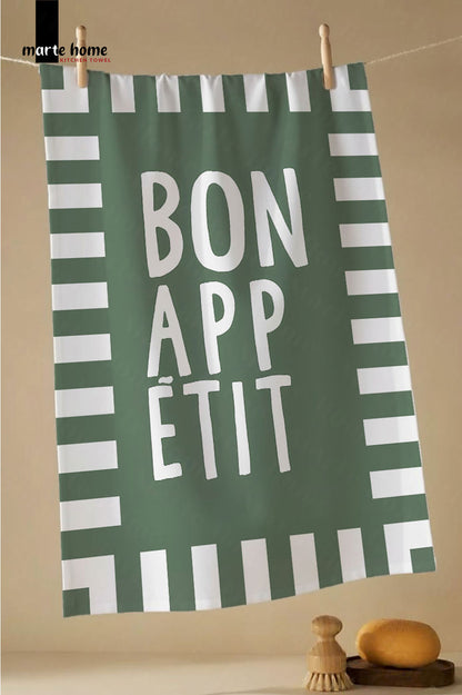 BON APPETIT RENKLİ BASKILI 40x60 MUTFAK HAVLUSU, KURULAMA BEZİ