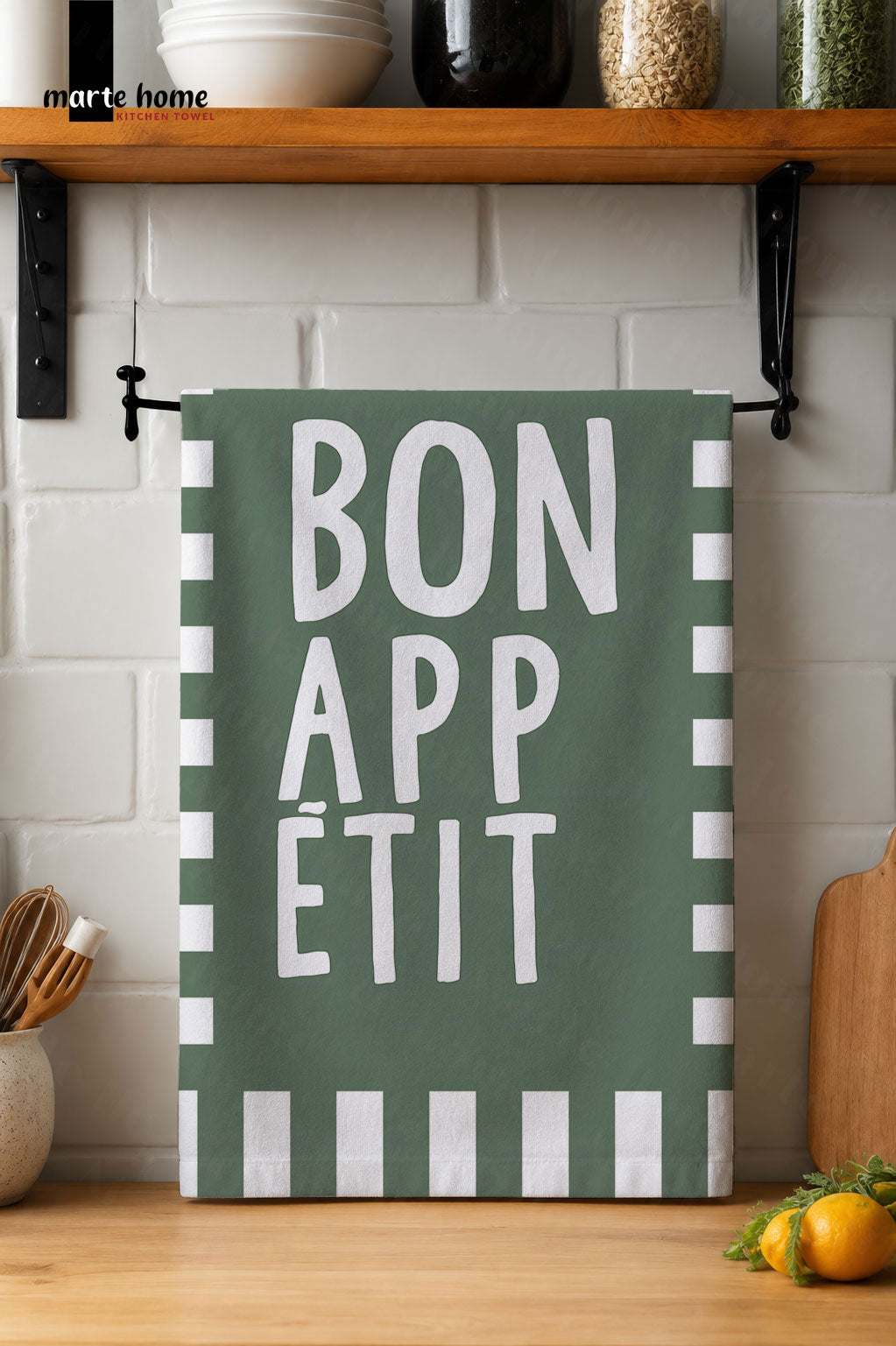 BON APPETIT RENKLİ BASKILI 40x60 MUTFAK HAVLUSU, KURULAMA BEZİ