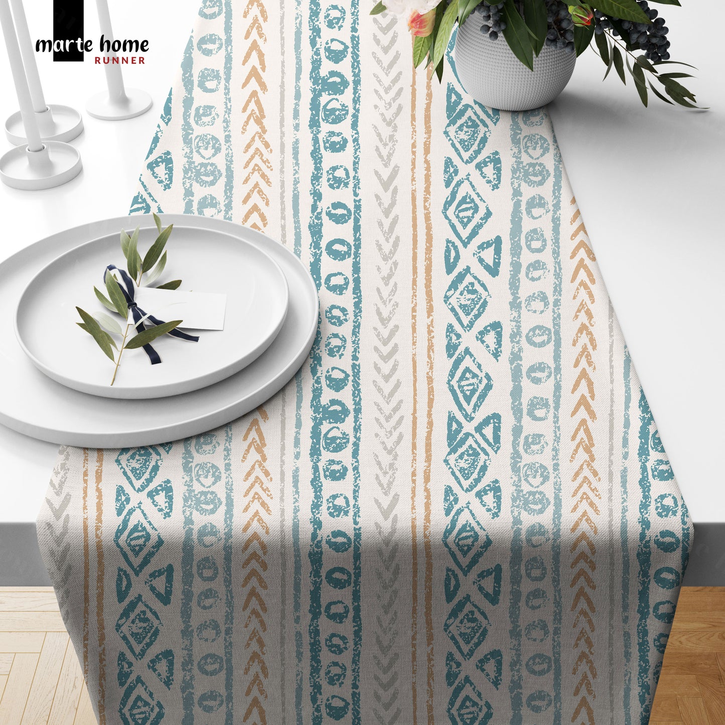 RENKLİ DESENLİ DİJİTAL BASKILI RUNNER 50x150 CM