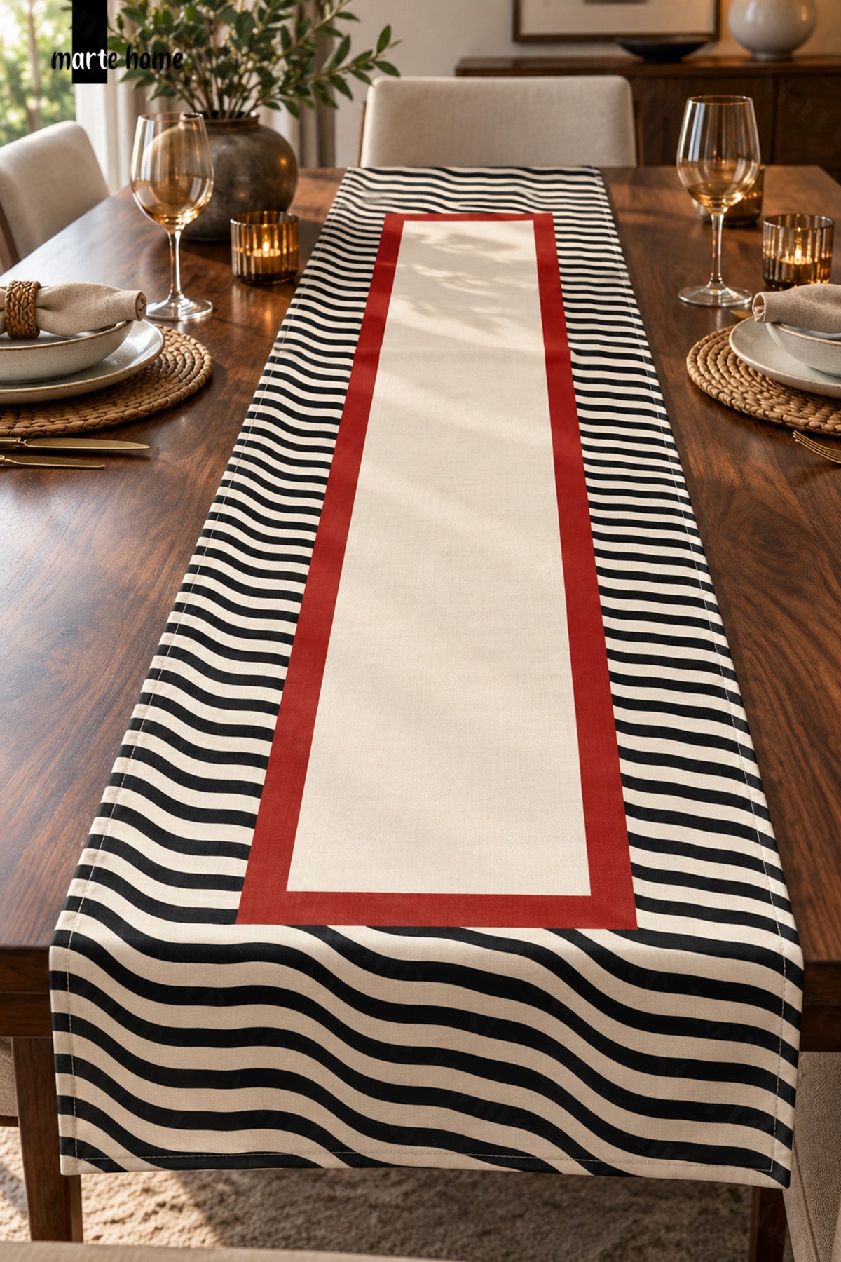 NOIR - RENKLİ DİJİTAL BASKILI DEKORATİF RUNNER - 50x150 CM