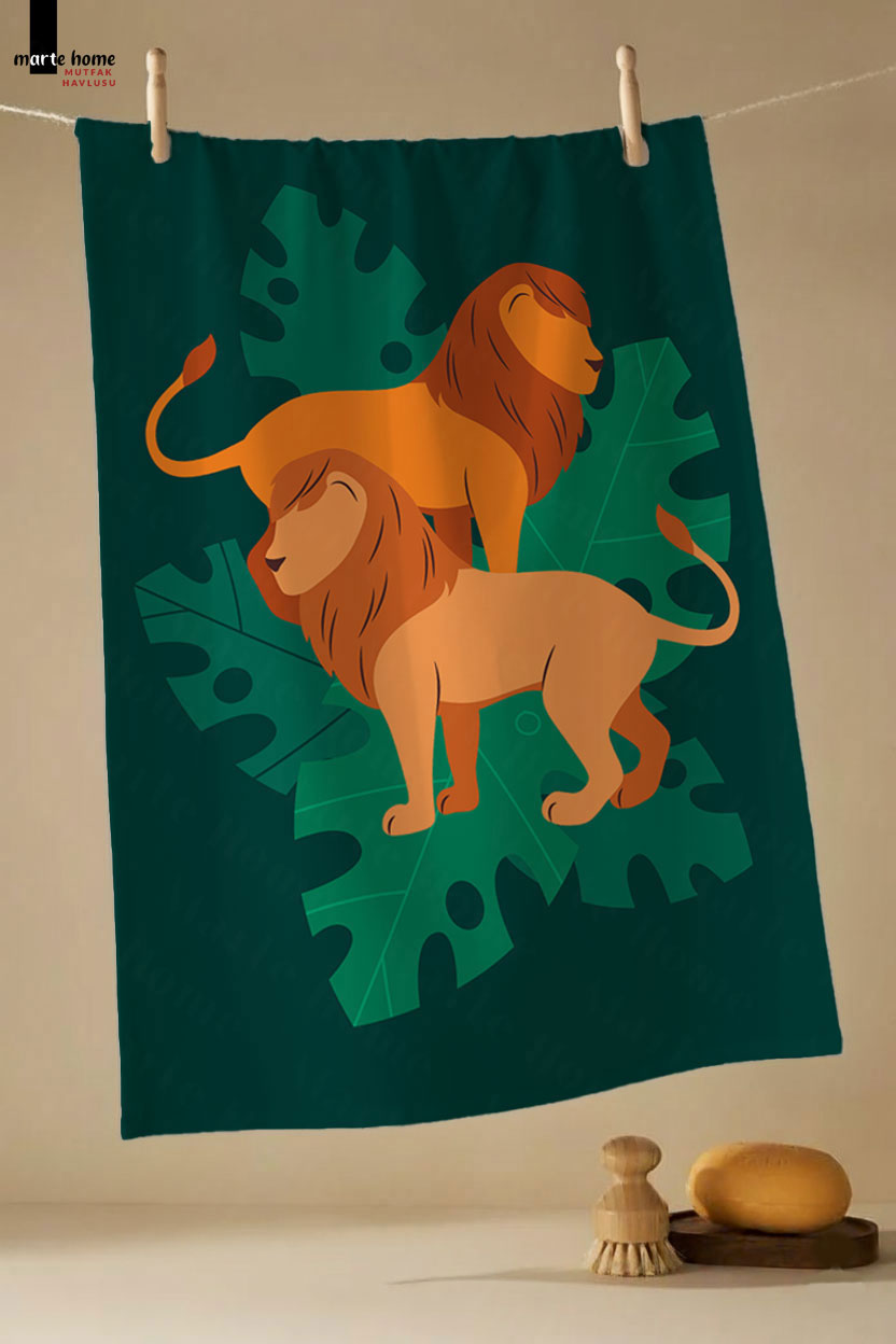 SAFARİ - RENKLİ BASKILI 3'LÜ SET 40x60 MUTFAK HAVLUSU, KURULAMA BEZİ