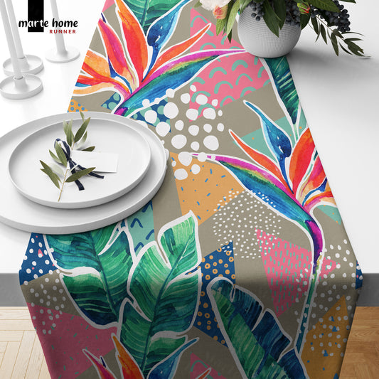 RENKLİ DESENLİ DİJİTAL BASKILI RUNNER 50x150 CM