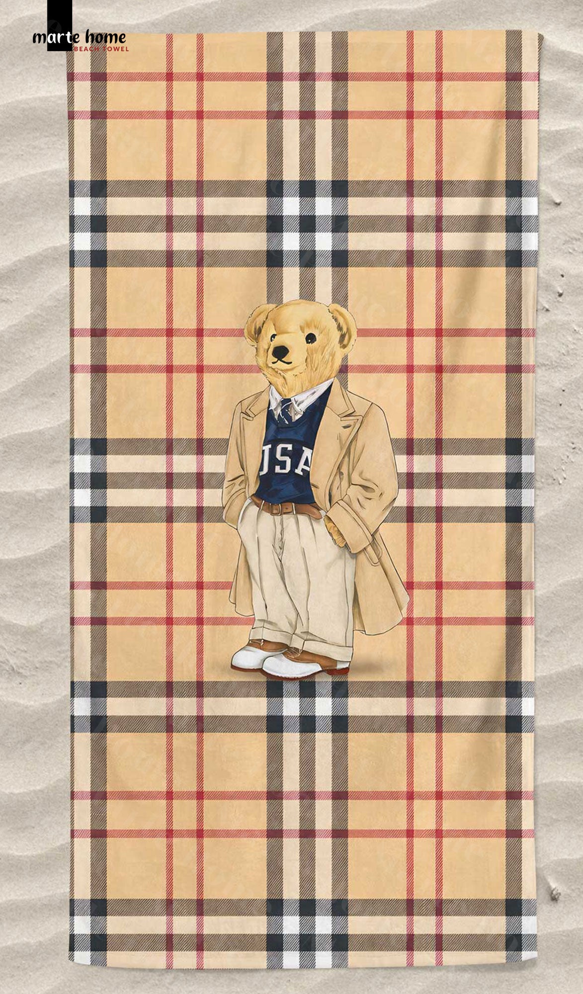 TEDDY BEAR RENKLİ BASKILI PLAJ HAVLUSU 75X150 CM