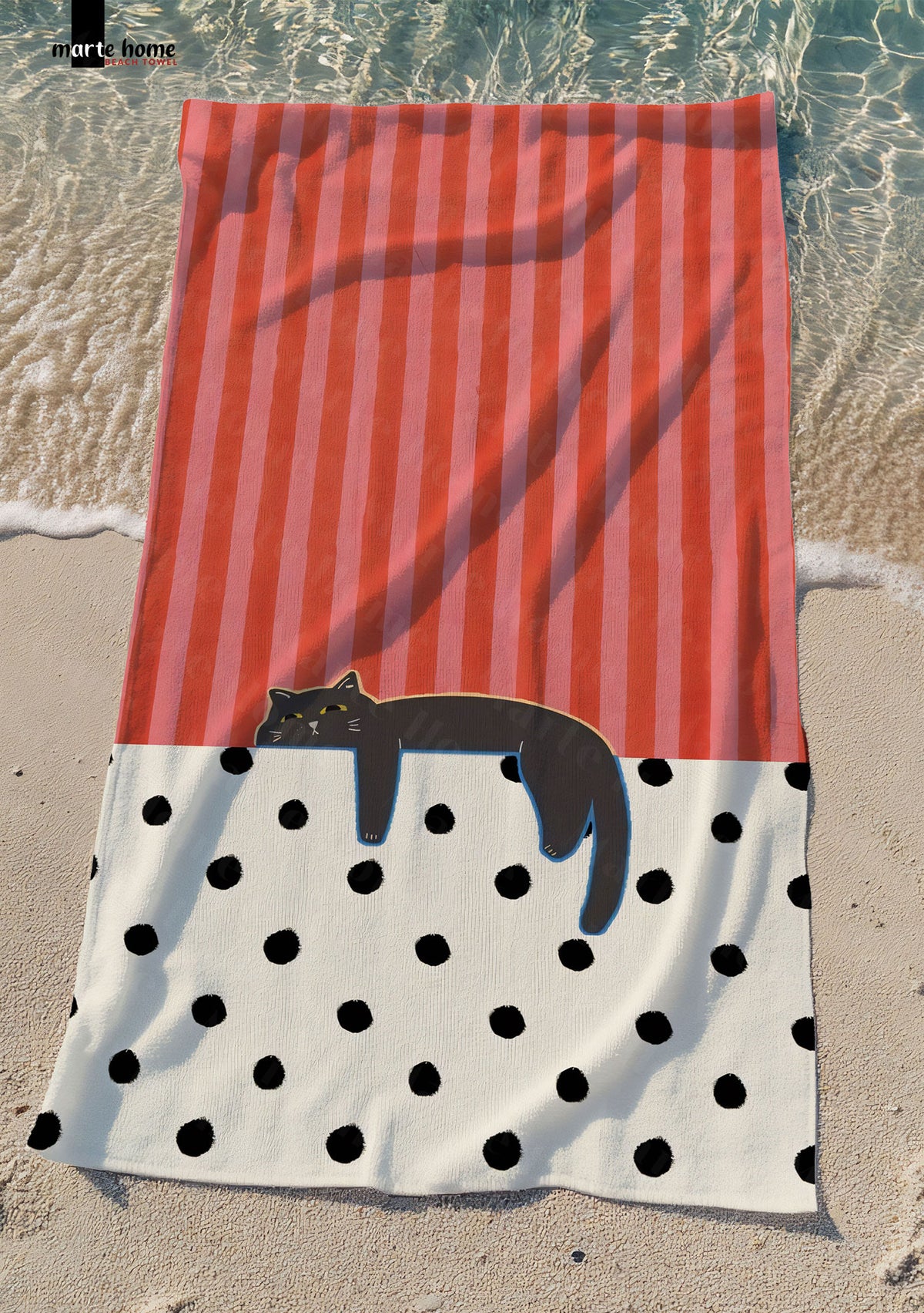 CAT - RENKLİ BASKILI PLAJ HAVLUSU 75X150 CM