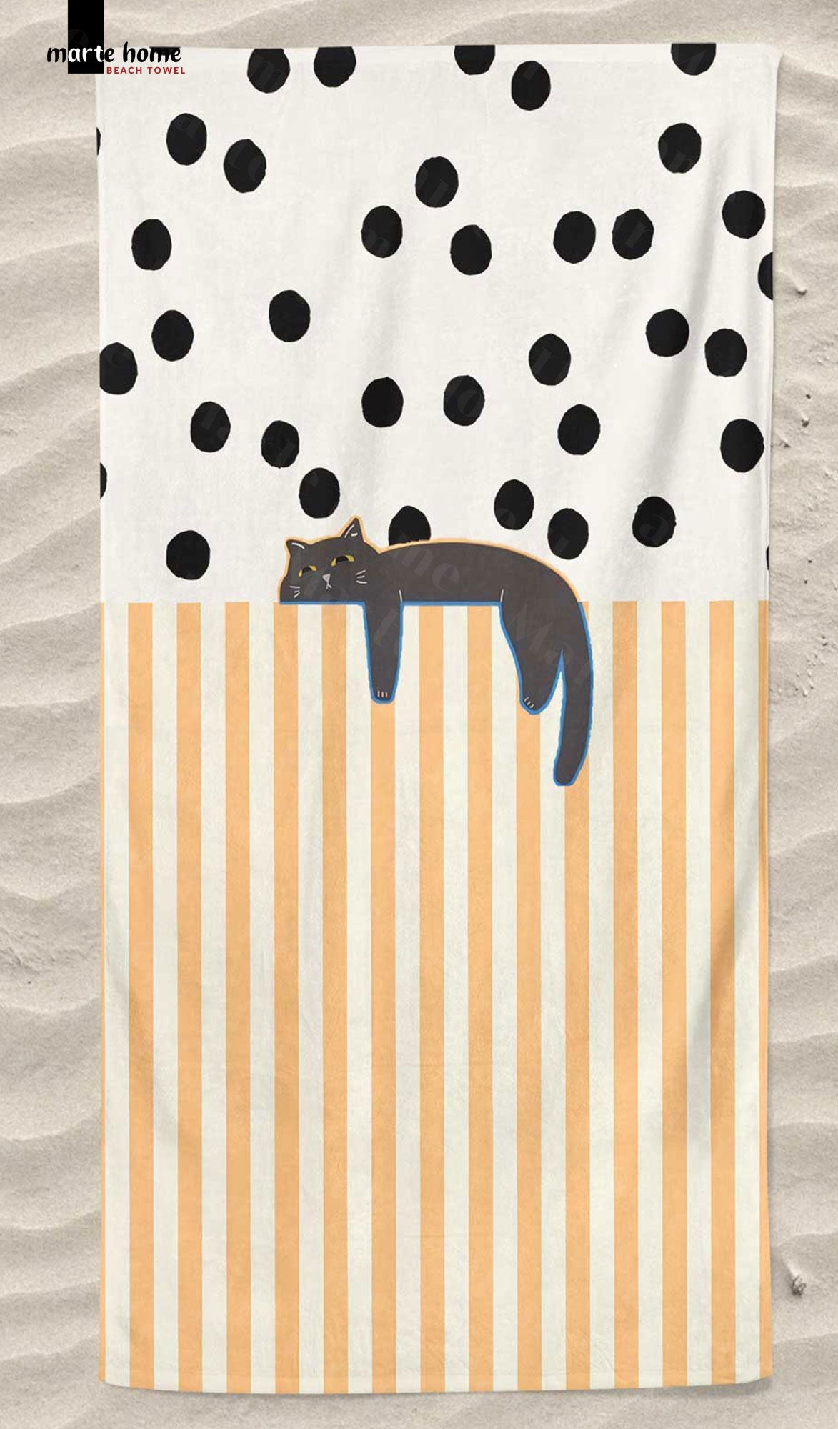 CAT - RENKLİ BASKILI PLAJ HAVLUSU 75X150 CM