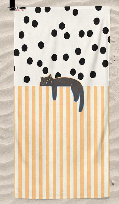 CAT - RENKLİ BASKILI PLAJ HAVLUSU 75X150 CM
