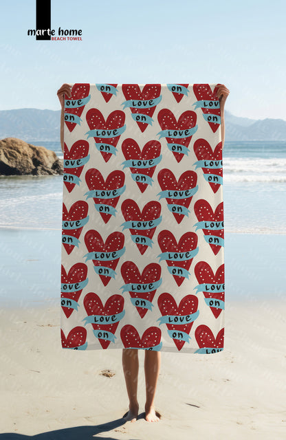 LOVE KALP DİJİTAL BASKILI RENKLİ 75x150 PLAJ HAVLUSU