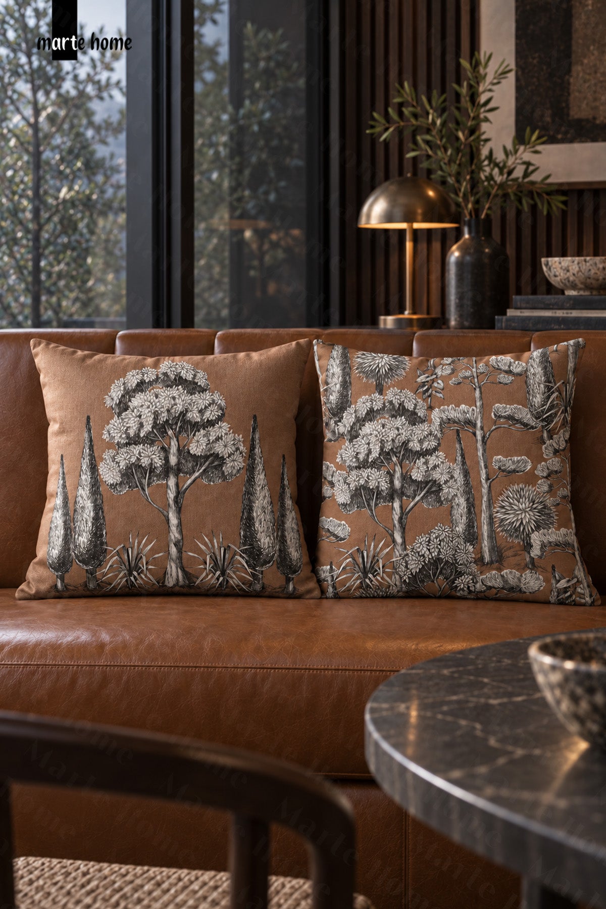 TERRA - RENKLİ ÇİFT TARAF BASKILI 2'Lİ KIRLENT KILIFI SETİ - 43x43 CM